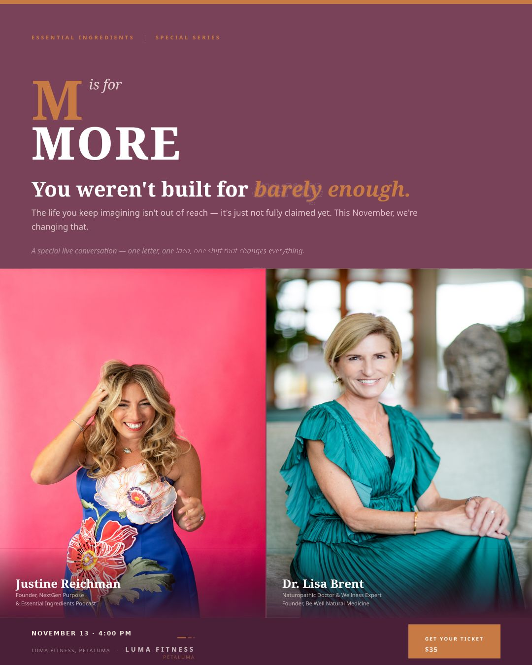 M Is for More: Live — Petaluma